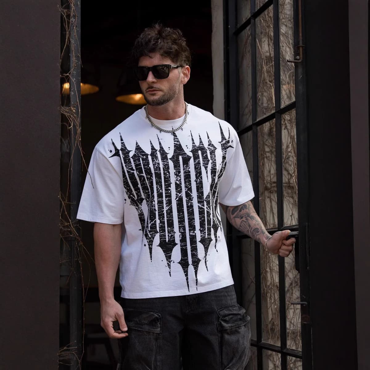 YOUNGLA American Style New Men's Oversized T-Shirt Jogger Gym Fitness Cotton Crew Neck Short Sleeve Casual Tee