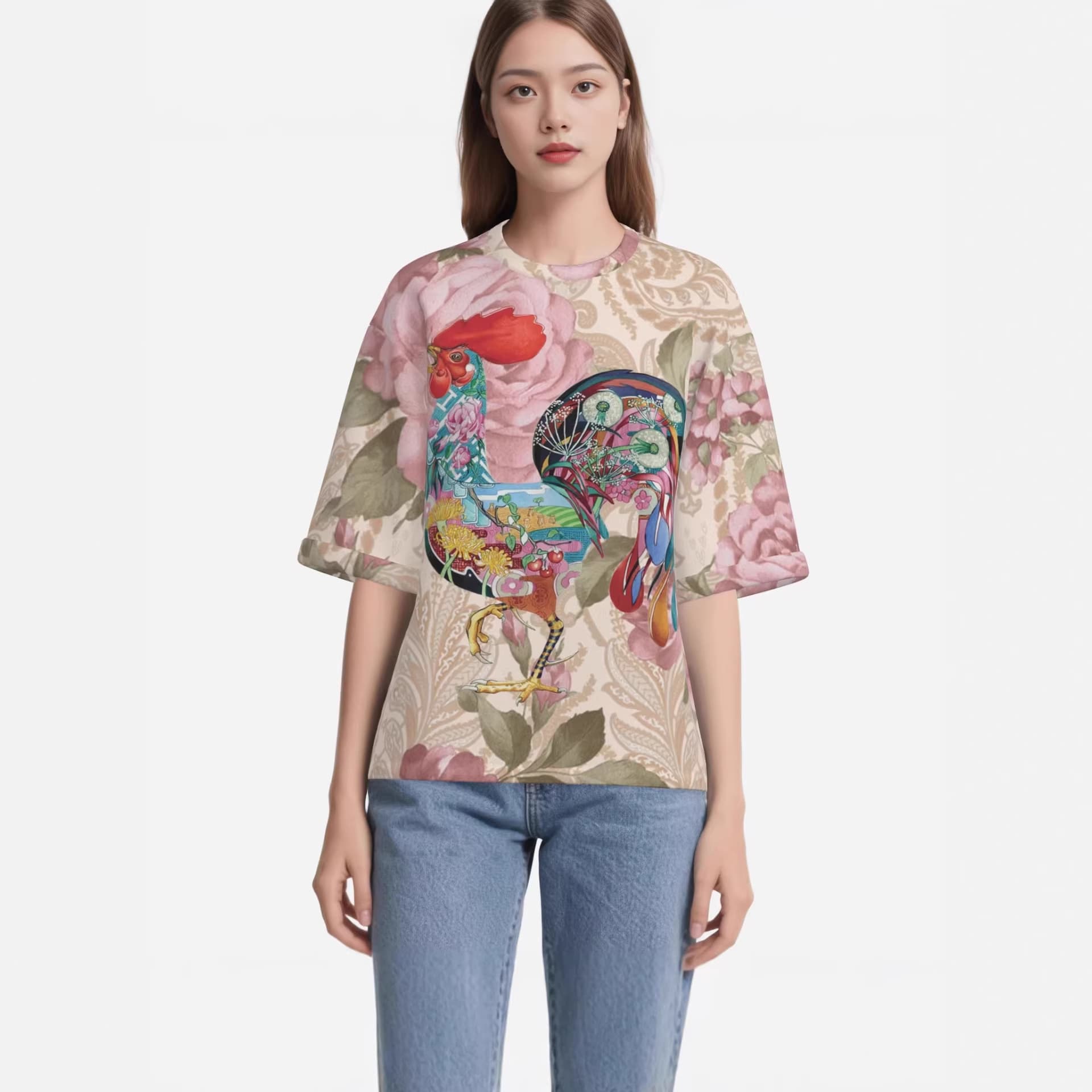 Summer women's loose short-sleeved street trend skull T-shirt Halloween personalized 3D printed T-shirt for women