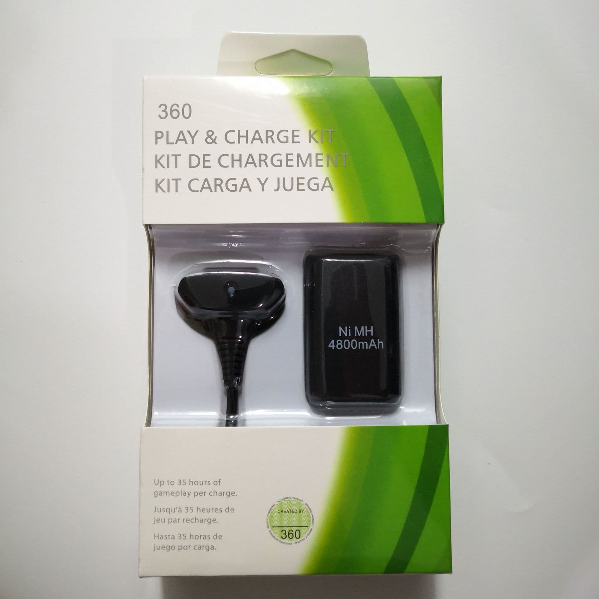 Compatible with Xbox 360 Battery 2-in-1 Set XBOX360 Wireless Controller Battery + Charging Cable Black and White