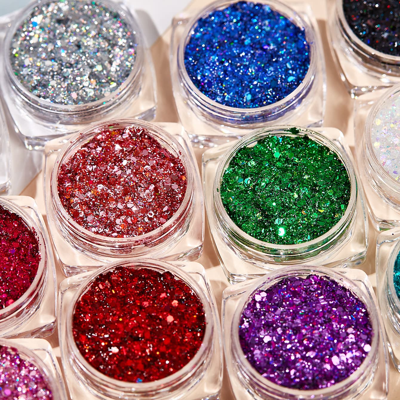 12 Color Fine Pink Sequins Gel Children's Stage Makeup Body Glitter Patch Mermaid Makeup Face Makeup Glitter Gel