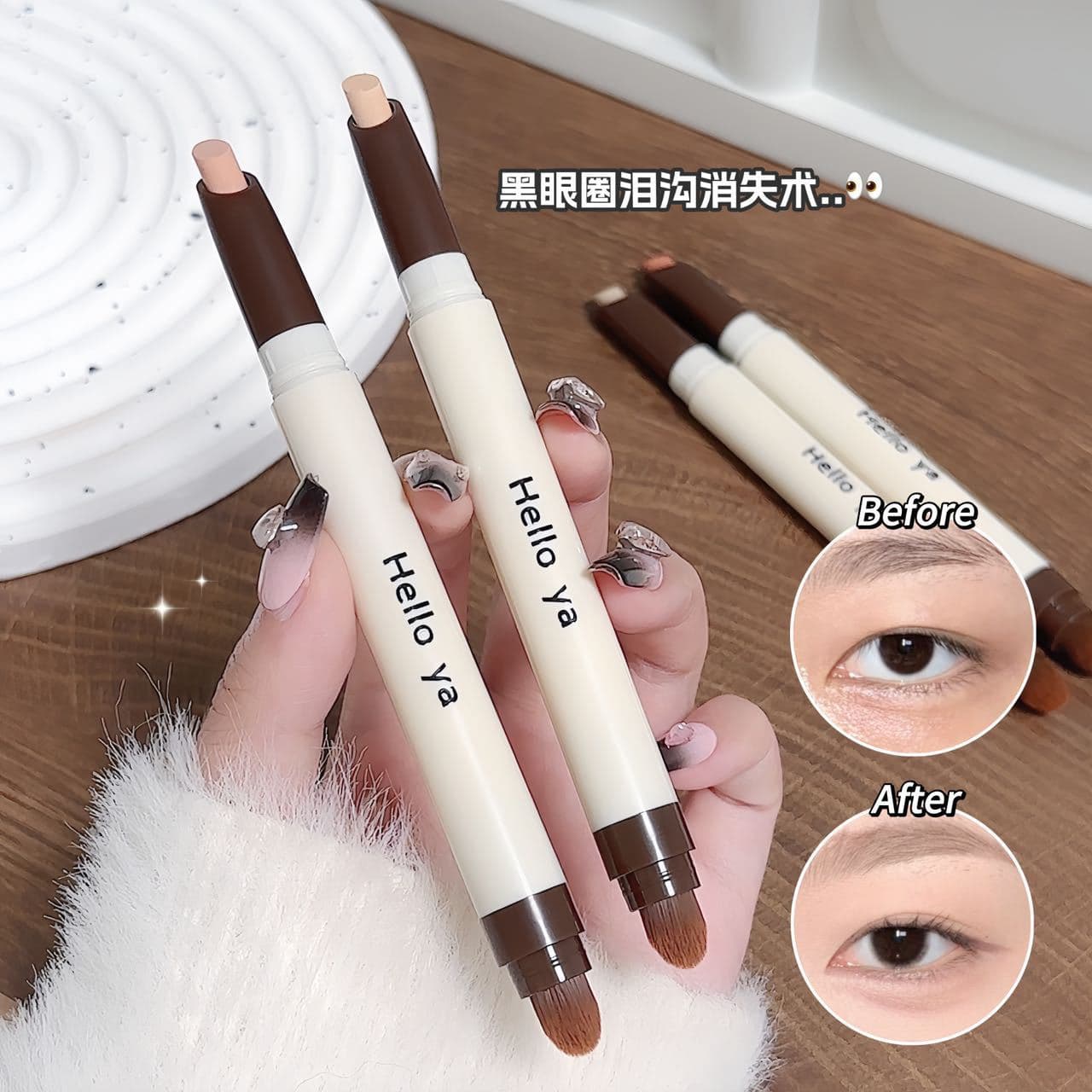 Hello ya Moisturizing Concealer Pen Brightens Tear Troughs, Covers Imperfections, Acne Spots, Dark Circles, Waterproof & Long-Lasting