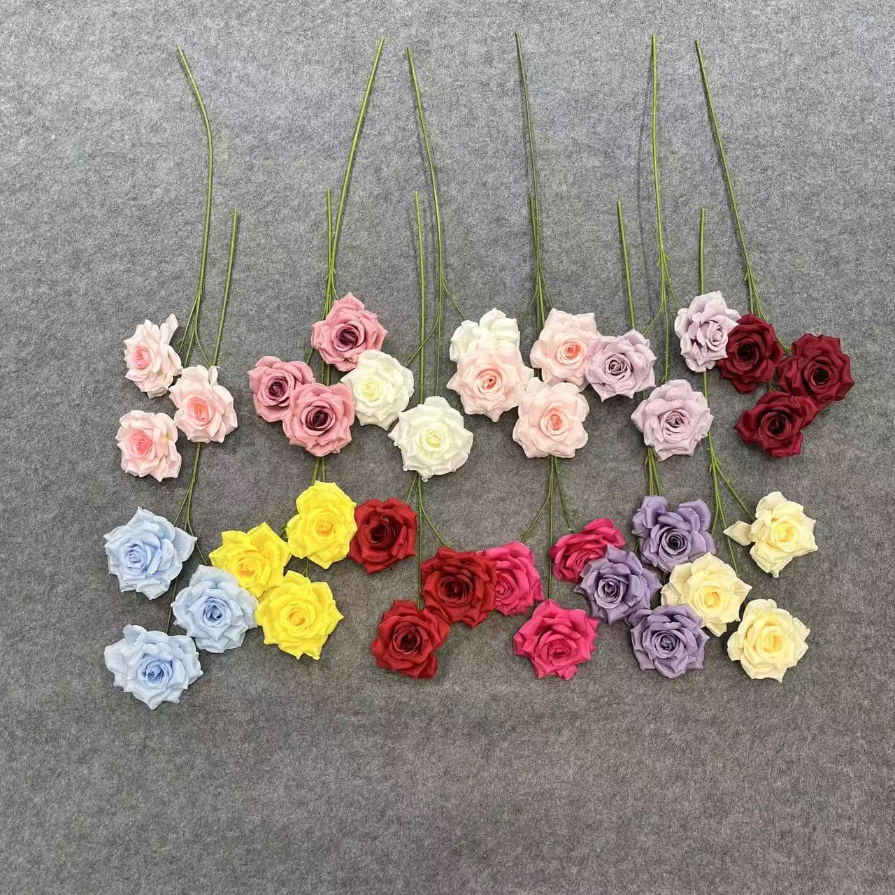 3-Head Diamond Rose Factory Direct Wedding Flower Material Artificial Flower Decoration Wedding Flower Arrangement Essential New Style