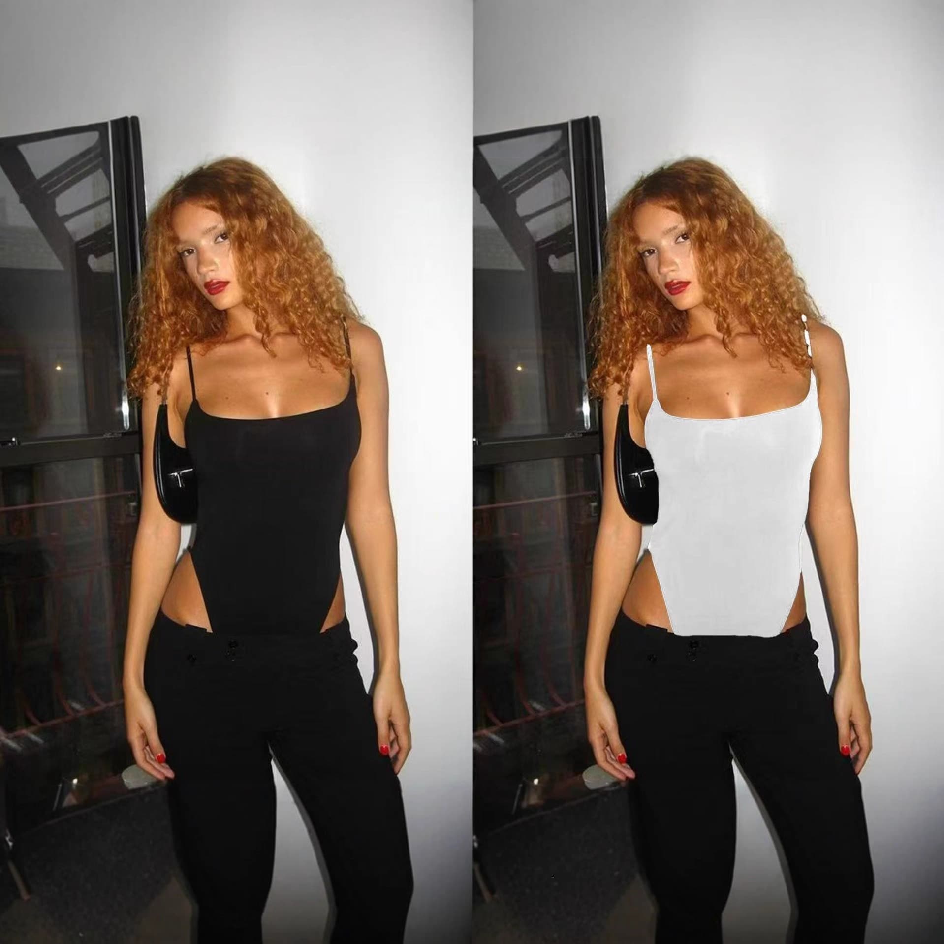 Sexy European and American Style Women's 2025 New Thin Strap Low Cut Sleeveless Deep V Back Bodysuit Hot Girl