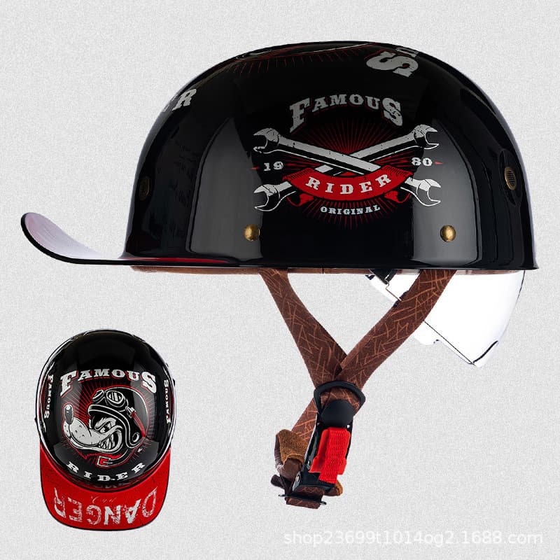 Cross-border Motorcycle Helmet Retro Half Helmet Bobber Helmet Unisex Baseball Cap Style Electric Vehicle New National Standard 3C Certified