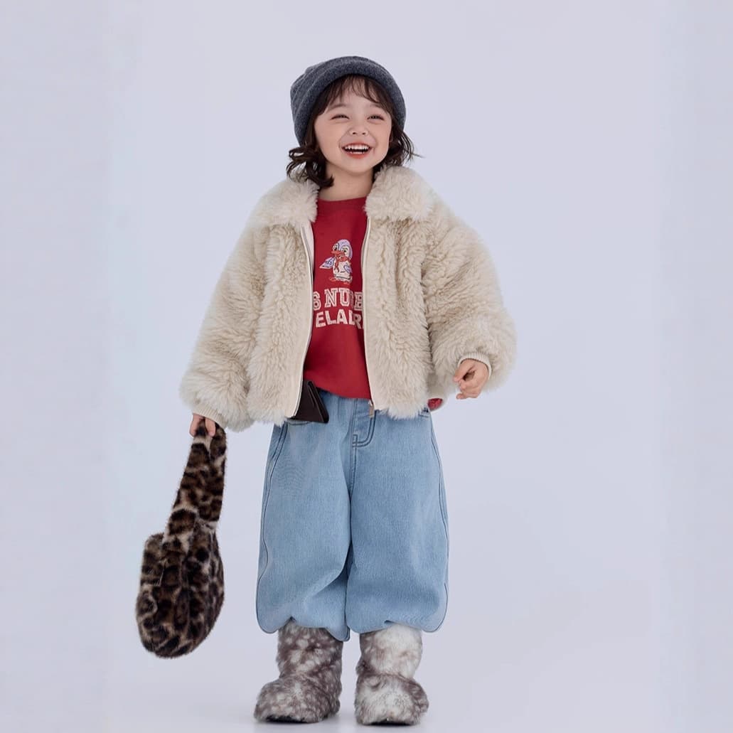Children's Fur Jacket 2025 Winter New Korean Style Boys and Girls Thickened Padded Faux Fur Coat