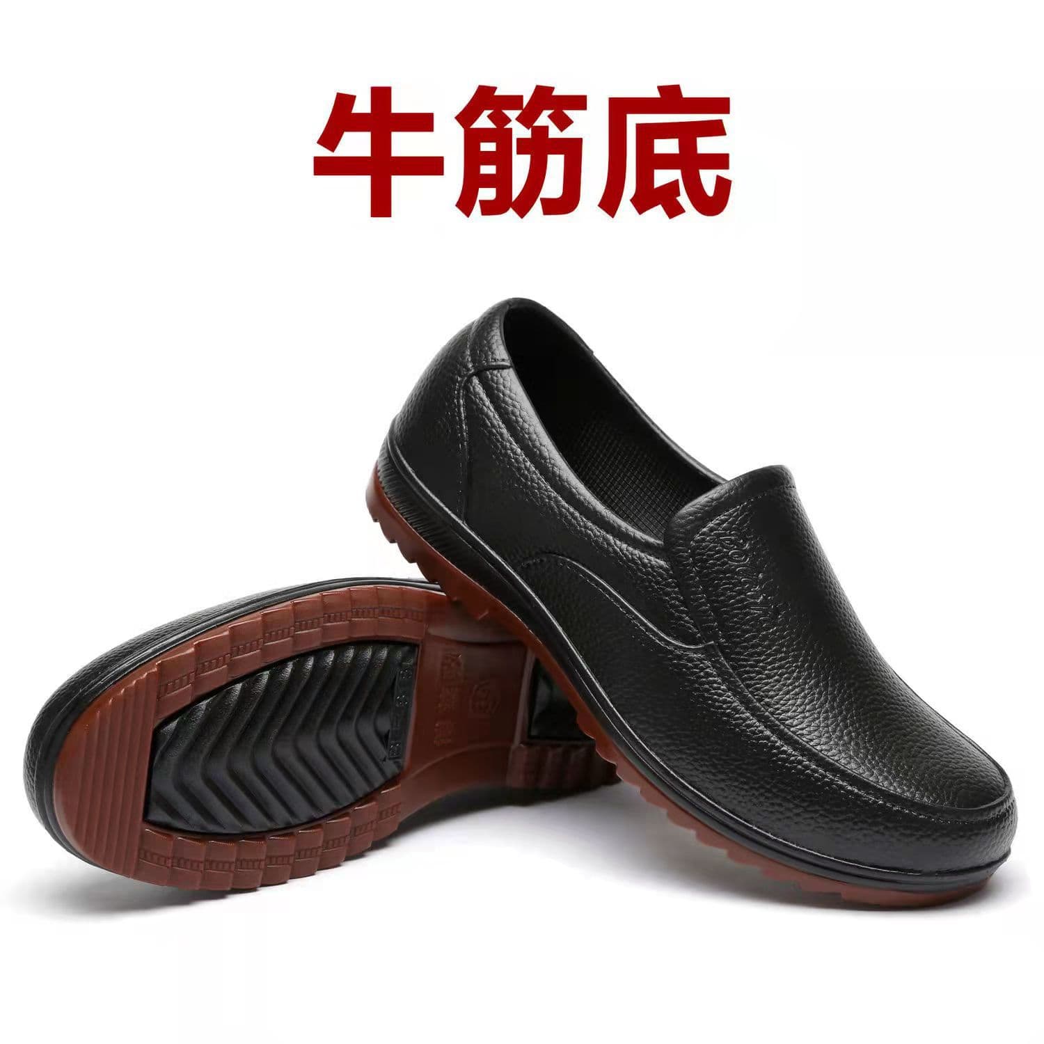 Wholesale home and outdoor single shoes, short black autumn rain boots for construction sites, factories, and kitchens, breathable bull tendon sole rain shoes.