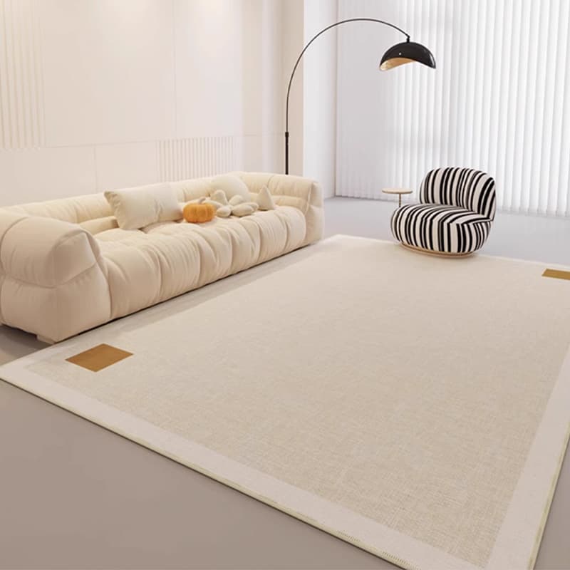 Light Luxury Living Room Rug for Coffee Table, Cream Style Living Room Carpet, High-End Bedside Rug, Wash-Free Triple-Proof Floor Mat, Bedroom Rug