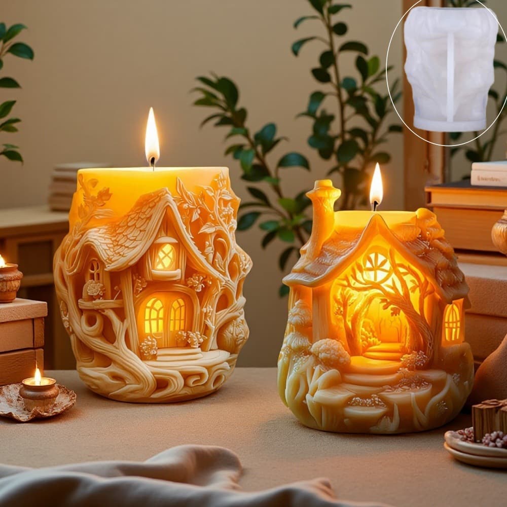 House bookstore shape silicone mold DIY aromatherapy wax mold crafts ornaments pinch mold