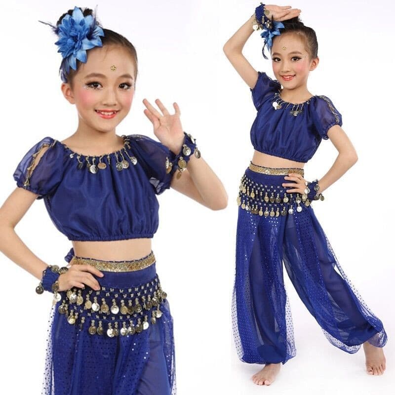 Children's Indian Dance Performance Costume Set, Kids Belly Dance Outfit for June 1st Dance Show, Drop Shipping