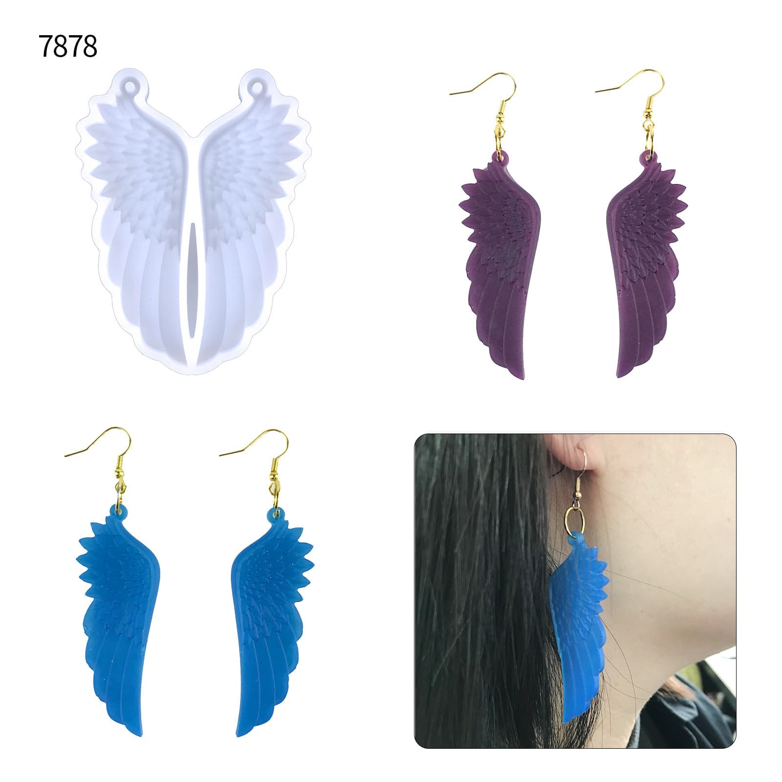 Wing Earring Resin Mold DIY Wing Earrings Pendant Decoration Mold Wing Hanging Earring Silicone Mold