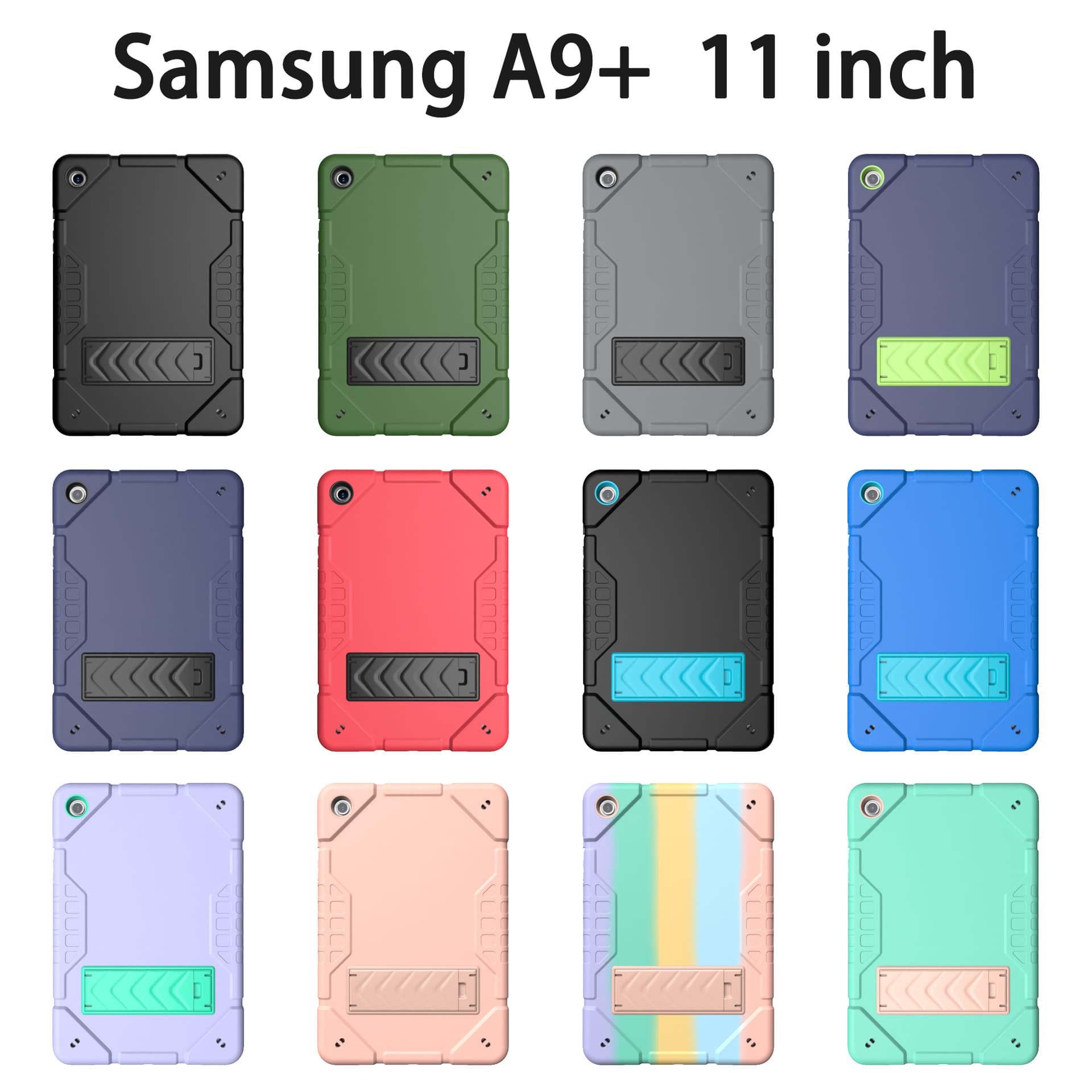 Two-in-one silicone anti-fall protective case for Samsung Tab A9+ tablet, personalized all-inclusive Lenovo M11 dazzling color