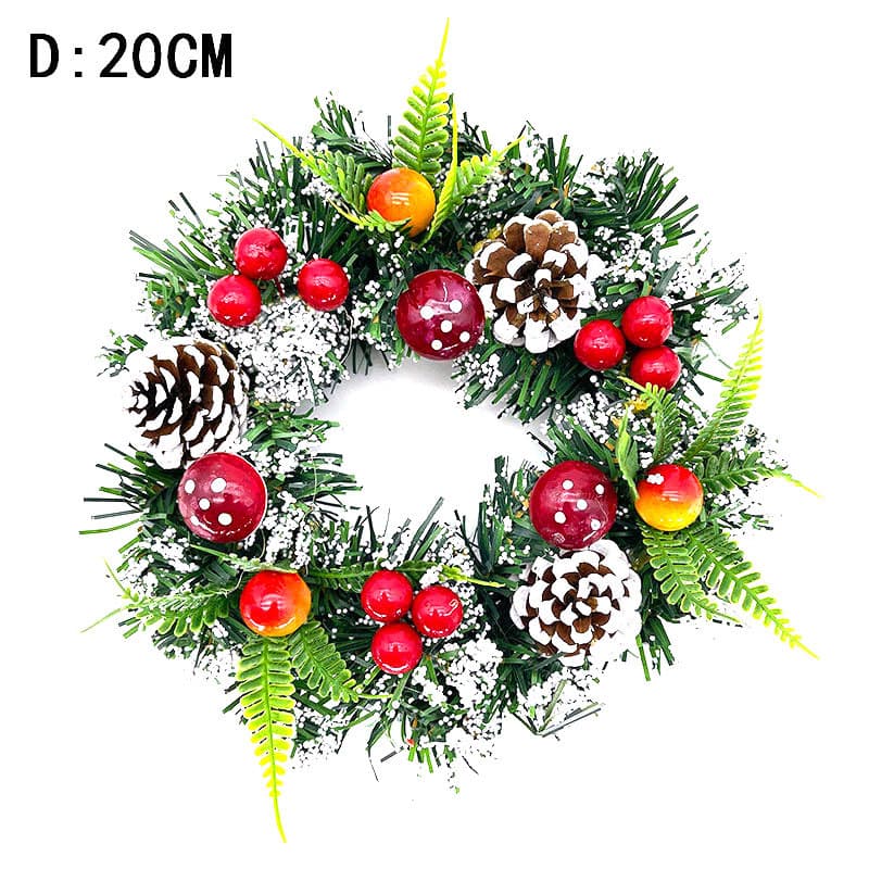 Christmas wreath, holiday wreath, handmade Christmas tree decoration, simulated mushroom and red fruit wreath, hotel shopping mall decoration