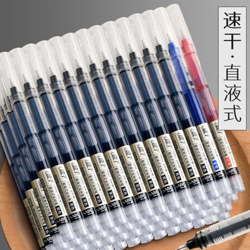 Straight liquid quick-drying roller ball pen gel pen black pen signature pen student water pen stationery needle pen wholesale carbon pen