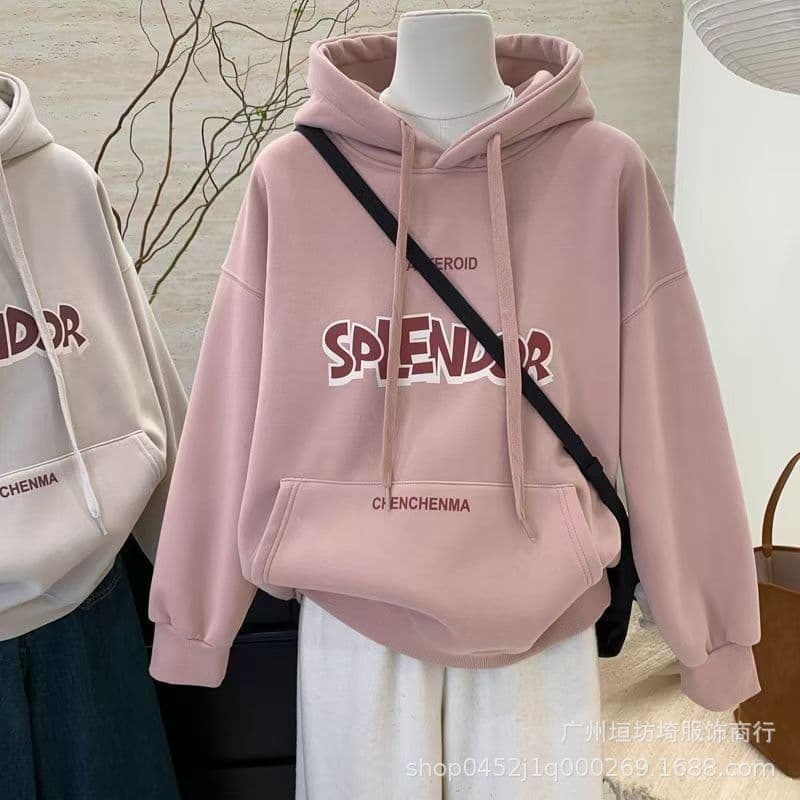 2026 Spring/Autumn Women's Hoodie, Drop Shoulder Casual Loose Fit Hooded Sweatshirt Coat, Wholesale Street Stall