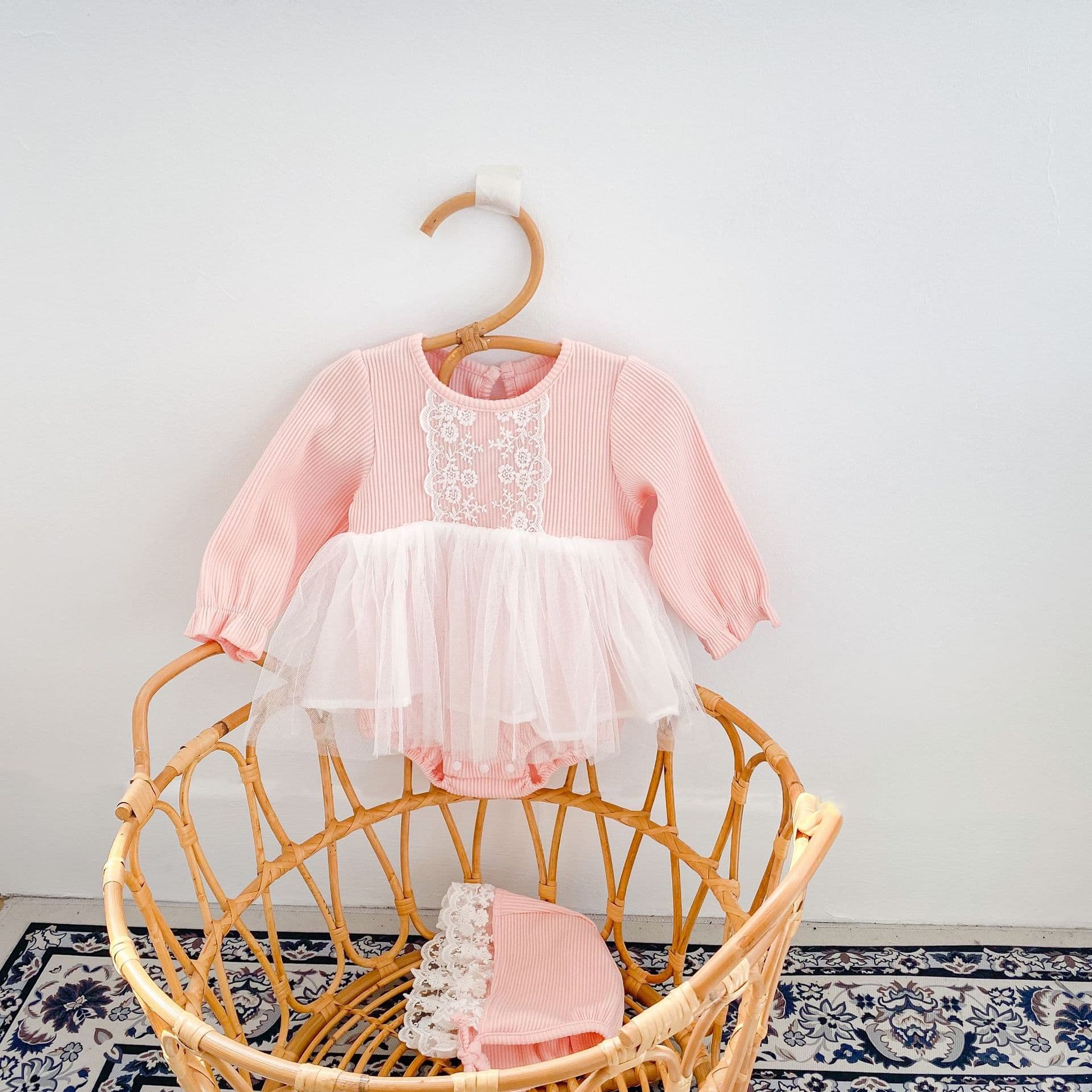 2026 Autumn New Baby Girl Dress, Elegant Style with Lace Trim, Long Sleeve, Tulle Tutu Dress, Versatile Romper