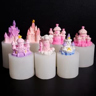 3D Castle Candle Silicone Mold, European Style Star Moon Heart Ancient Castle Small House Snow House Plaster Mold