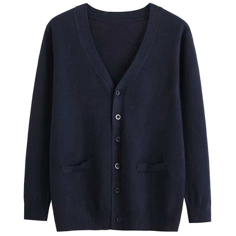 Couple's Open Cardigan Knitted Sweater Autumn 2024 Japanese Style Student Class Uniform Loose Fit Long Sleeve V-Neck Polyester Cotton Blend