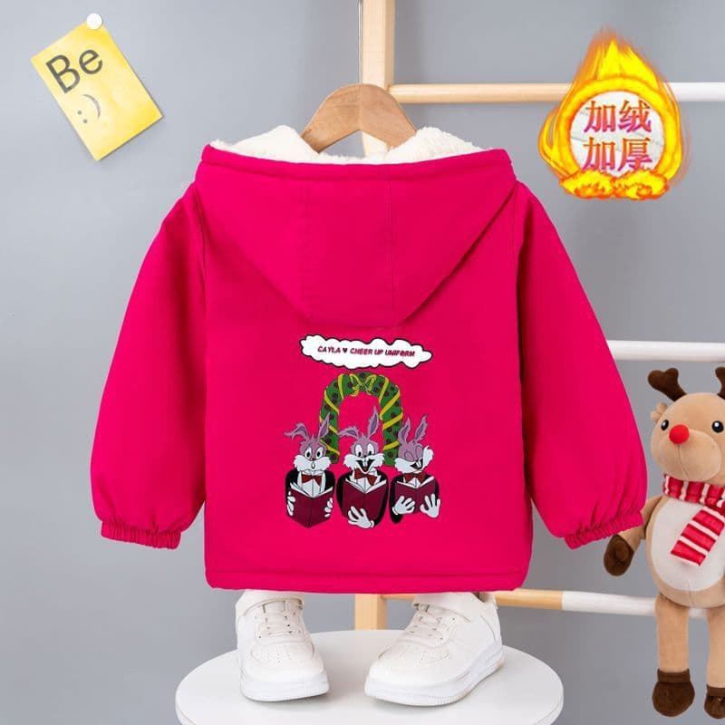 Girls Winter Fashion Thick Top 2024 New Style for Older Kids Trendy Fleece-Lined Jacket