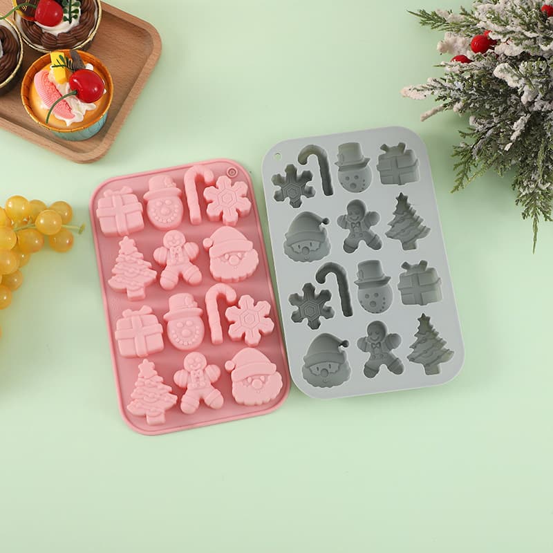 14-Cavity Christmas Chocolate Silicone Mold, Christmas Cake Gingerbread Man Baking Tool, Easy Release Silicone Mold