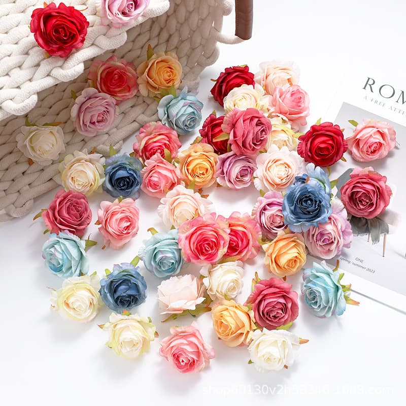 European Vintage Autumn-color Wool Artificial Roses for DIY Wedding Wall Arrangements