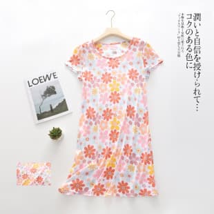 Wholesale New Knitted Short Sleeve Pajama Homewear European Plus Size Women's Nightgown Printed Pajamas Drop Shipping