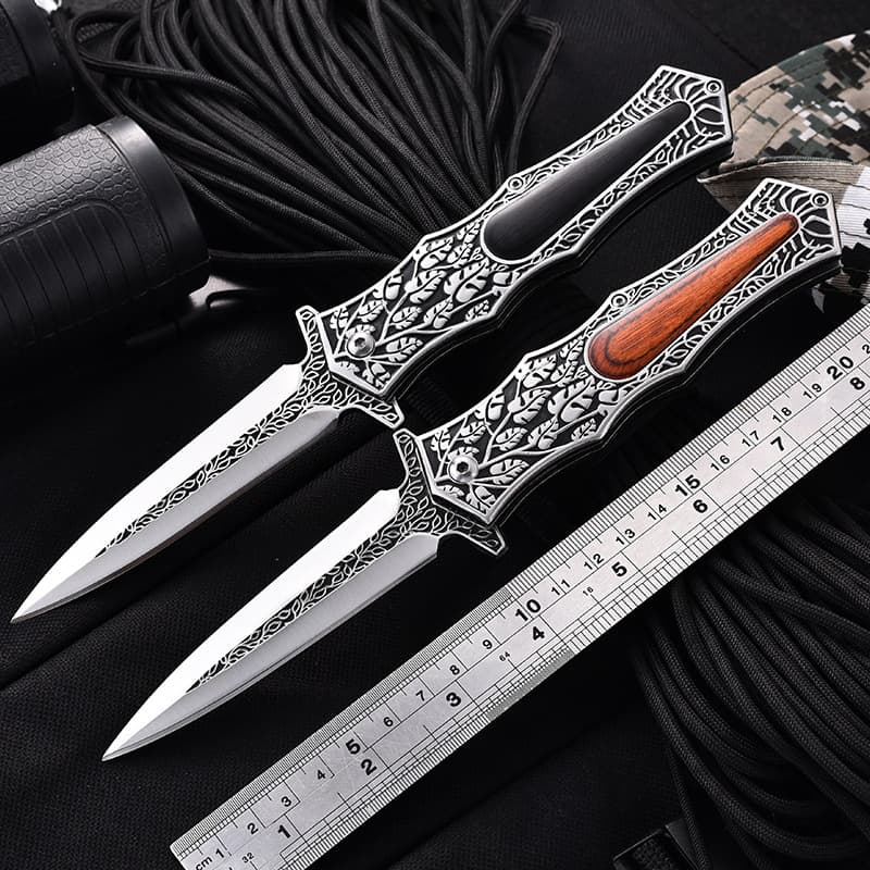 In Stock Outdoor Knife Camping Survival High Hardness Multifunctional Full Steel Folding Knife for Wilderness Survival