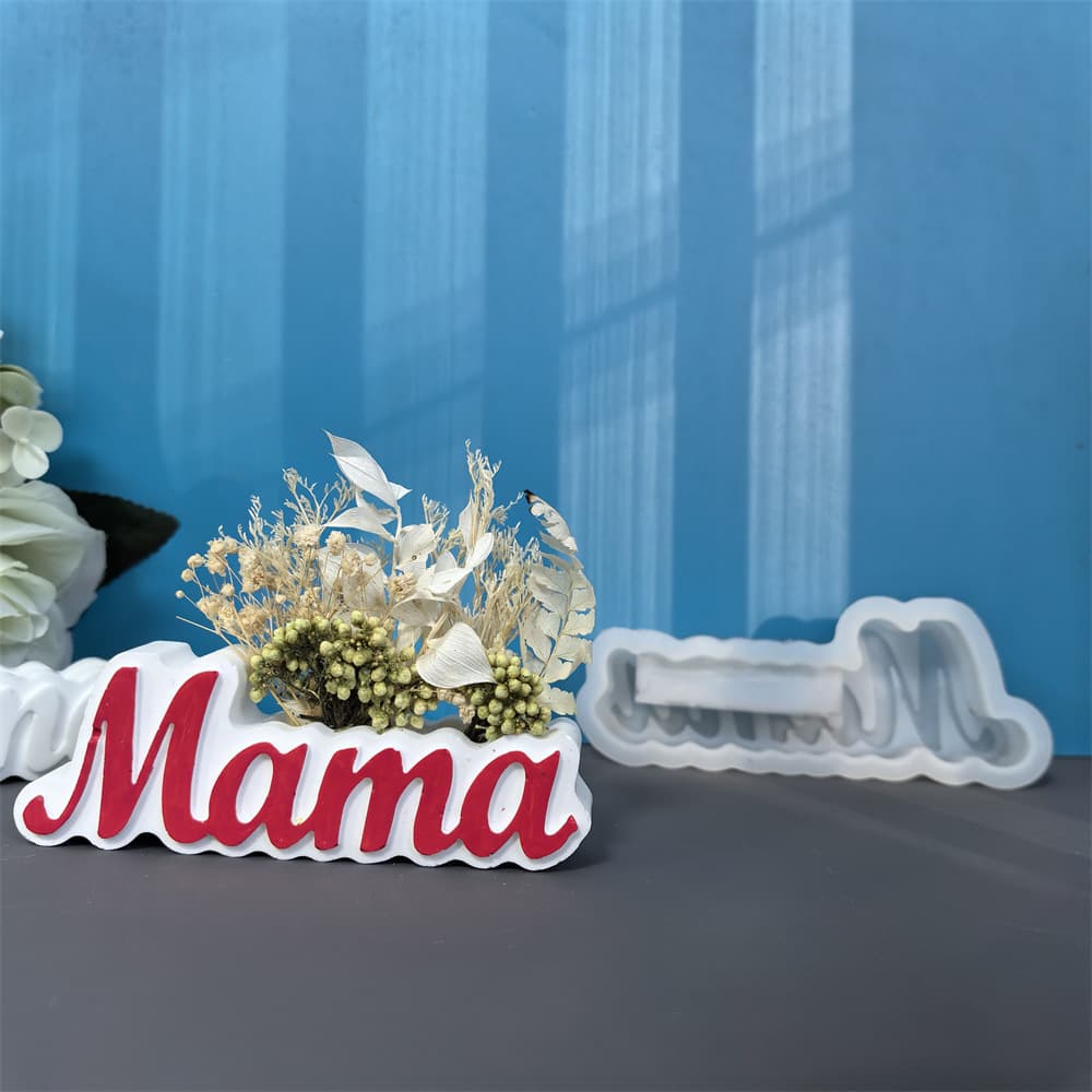 Mama Flower Pot Ornament Mold Floral Decoration Mother's Day Gift Plaster Resin Mold