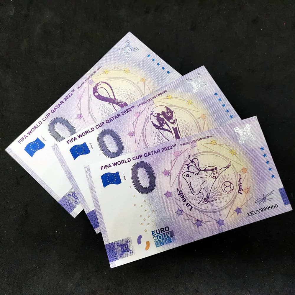 2022 World Cup Commemorative Banknote Test Note Fluorescent Sports Football Commemorative Coin Foreign Trade Fan Craft