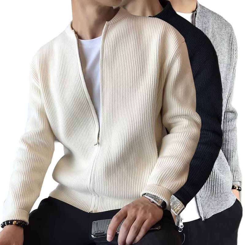 Cross-Border Hot Style European Size Large Size Sweater Knit Cardigan Men's Cardigan Jacket Warmth Slim Business Factory Wholesale
