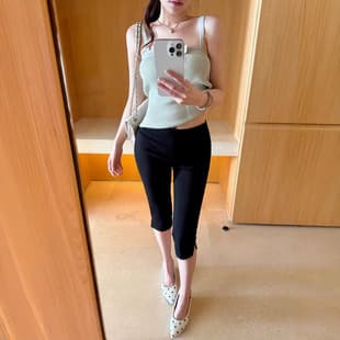 Korean New Style Butt Lifting Slimming Shaping Split Seven-Tenths Pants V-Waist Mid-Low Waist Tight Six-Tenths Capri Slim Pants