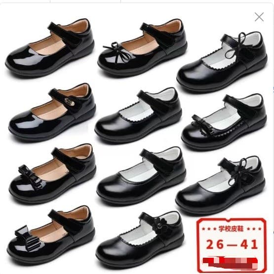 Girls Black Leather Shoes 2025 Spring/Summer British Style School Student Shoes Single Shoes Children's Performance Bean Princess Shoes