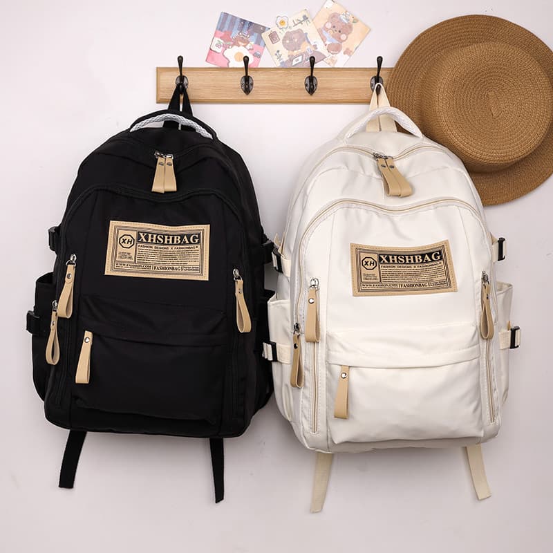 Cross-Border Large Capacity Backpack 2024 New Simple Letter Print Junior High Student Bag, Trendy Lightweight Travel Daypack