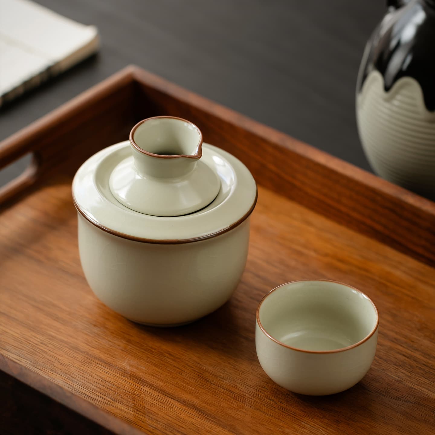 Japanese-style Ceramic Wine Warmer and Dispenser, Ru Kiln Wine Set with Cups, Home Small Wine Cup Gift Box