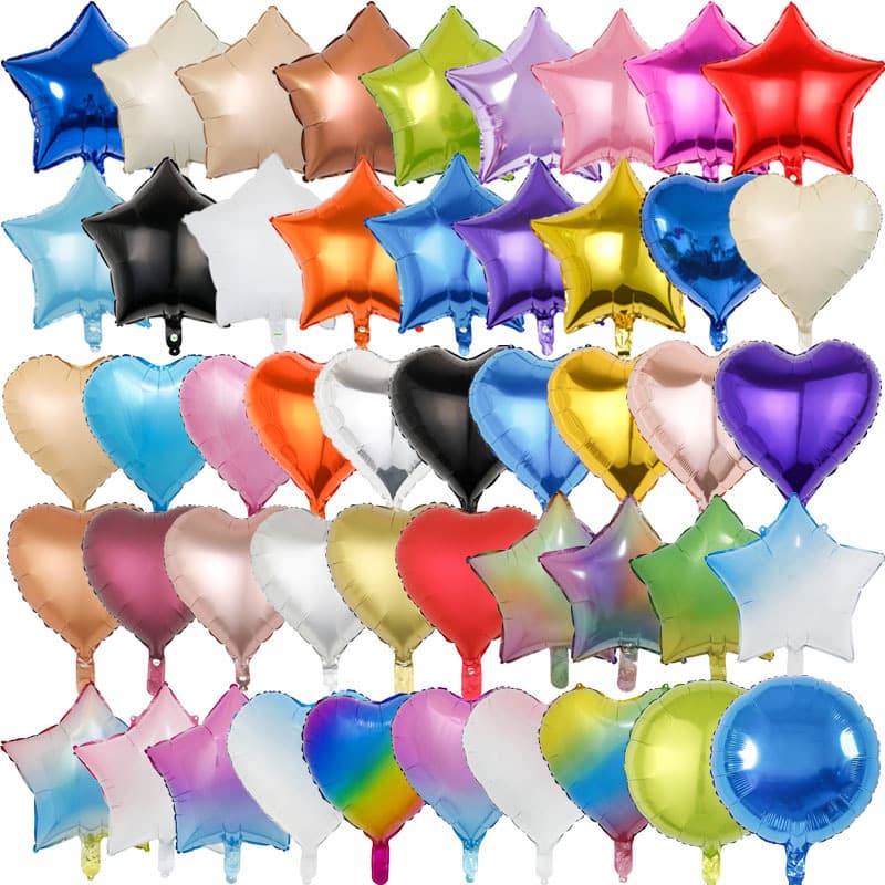 in stock 18 inch five-pointed star love aluminum balloon round square balloon party wedding birthday balloon