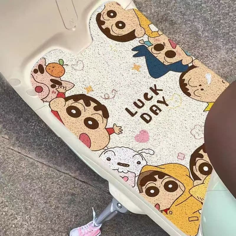 Cartoon Crayon Shin-chan Electric Vehicle Floor Mat Waterproof Footrest Mat Universal for Multiple Models Wire Loop Dust Removal Mat Cartoon Anime