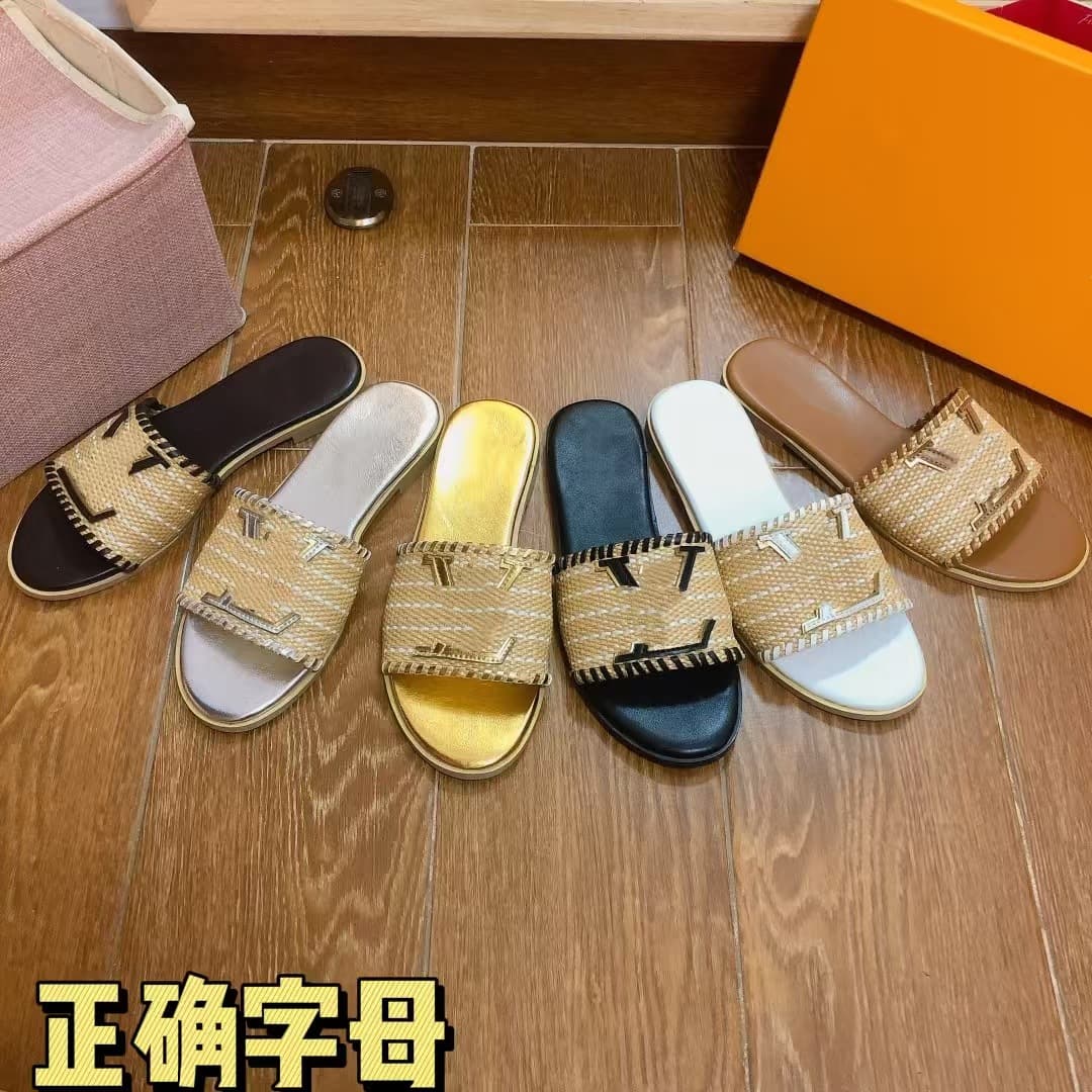 Woven 2026 Trendy Ins New Style Women's Sandals with One-Strap, Genuine Leather Flat Beach Shoes, Outdoor Plus Size Women's Shoes