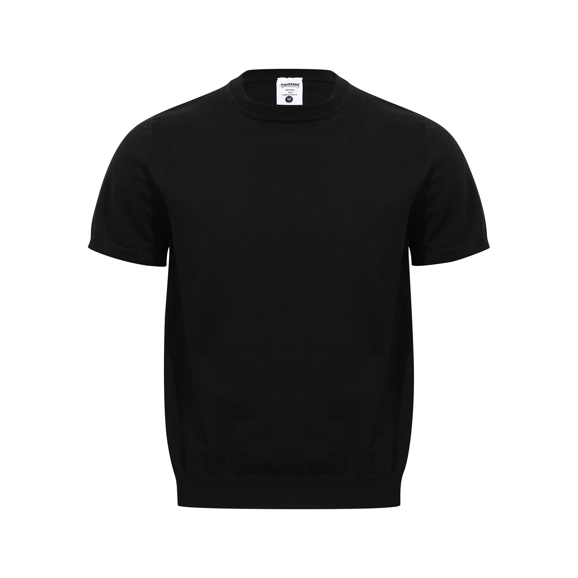 F090 Street Trend Unisex Old Money Style Solid Color High-End Round Neck Men's Slim Fit Knit T-Shirt