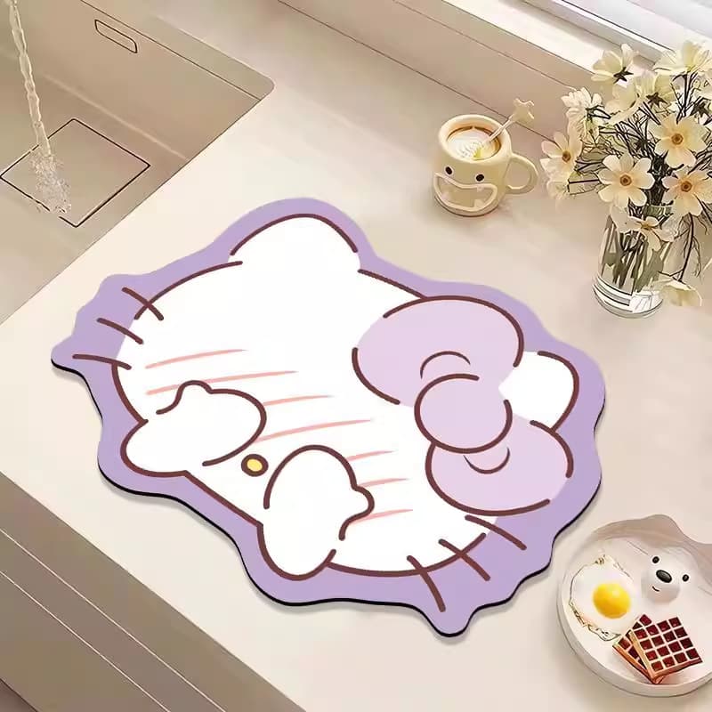 HelloKitty Kitchen Counter Diatom Mud Water Absorbing Mat Table Dining Mat Water Dispenser Coffee Machine Base Mat