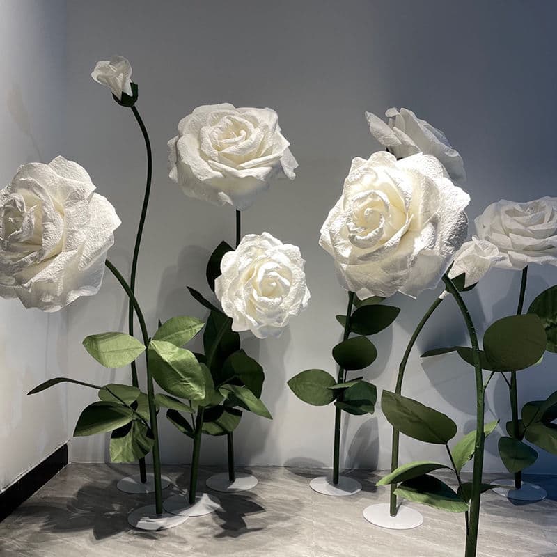 Large Paper Rose Flower Backdrop Paper Rose Paper Craft Finished Product Home Floor Decoration Ornament for Guesthouse Indoor