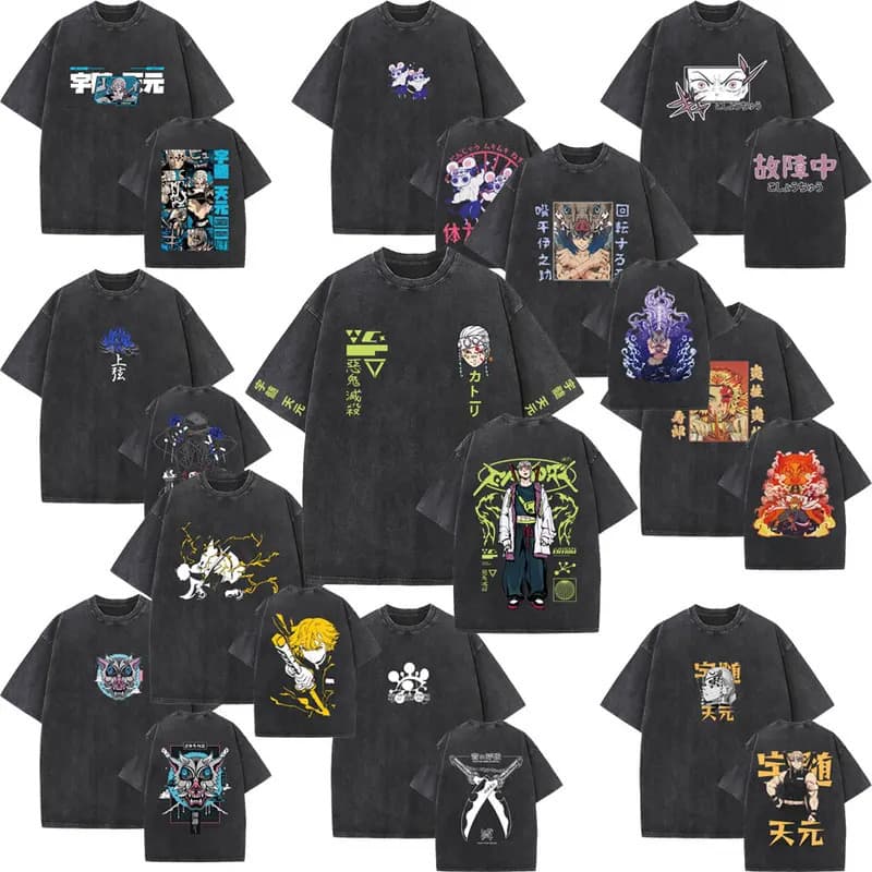 Ouma Pure Cotton Washed Vintage Anime Demon Slayer Graphic T-