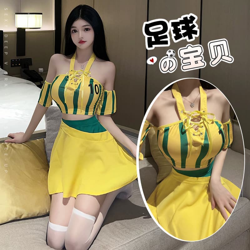 Lin Linting Sexy Lingerie Costume Temptation Football Baby Role Play Cosplay Cheerleader 2659