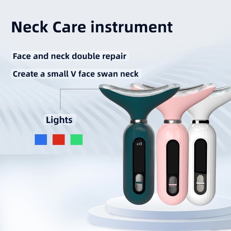 Color Light Neck Massager with Vibration Heating for Facial and Neck Care, Photorejuvenation and Facial Massager, Beauty Instrument (Cross-border E-commerce)