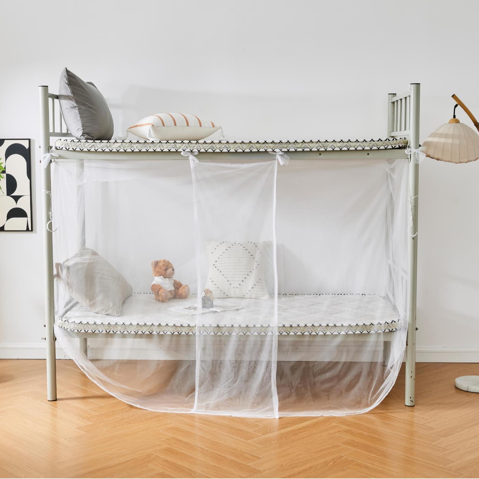 Student Single Mosquito Net for Dormitory Bunk Beds, No-Installation Zipper Dustproof Square Top Mosquito Net, Factory Processing Wholesale