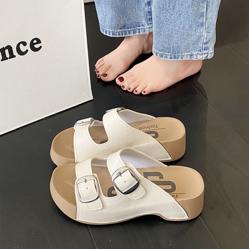 Trendy Thick-Soled Platform Birkenstock Sandals for Women 2026 Summer New Lazy One-Strap Cork Outdoor Slippers