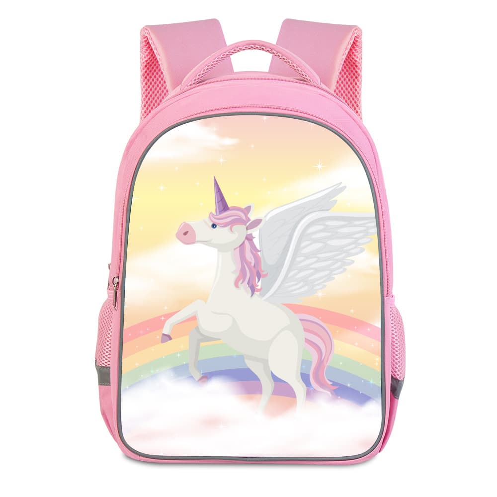 School Bag Cross-Border Primary School Bag Girl Cute Unicorn Backpack Large Capacity Double Layer Fluorescent Ring