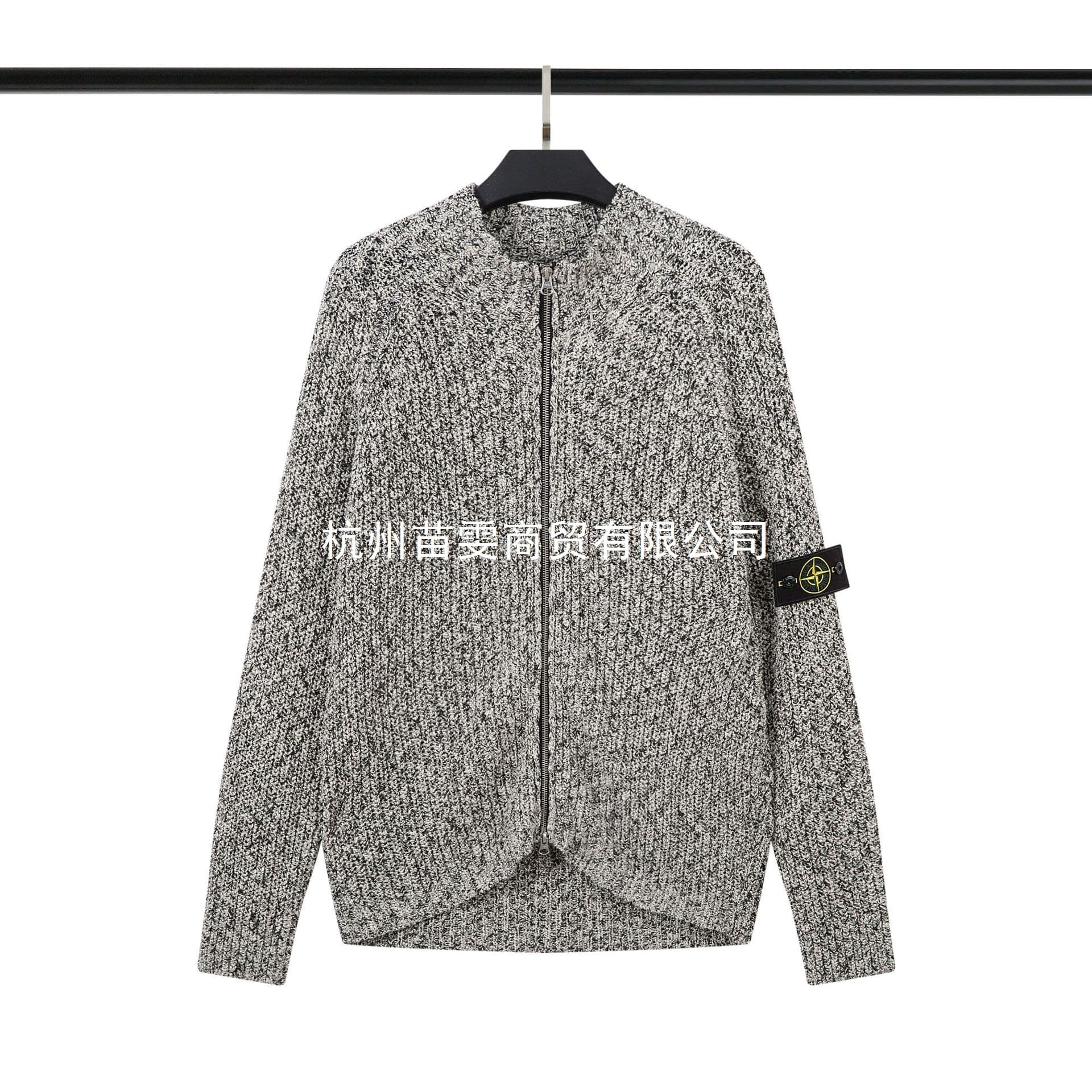 Cross-border STONE Stone Island double zipper pull round neck long sleeve raglan jacket coat sweater for men and women ius