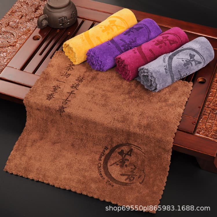 Tea towel, thickened soft absorbent tea ceremony towel, tablecloth, small square towel, tea mat, teapot maintenance cloth, customizable LOGO