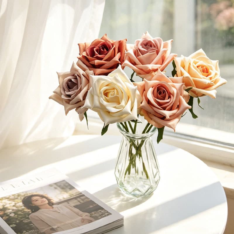 Single autumn retro corner rose wedding road leading flower wall flower arrangement home soft decoration table decoration simulated flower