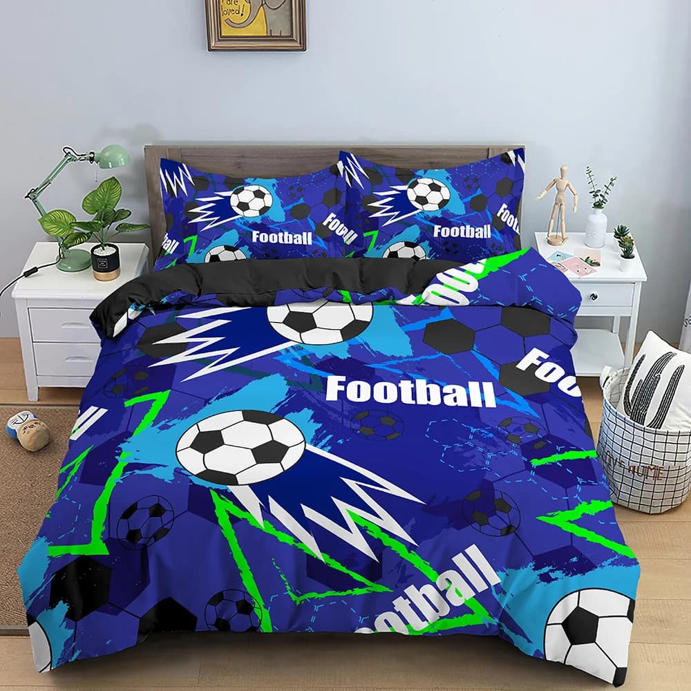 3D Soccer Duvet Cover Bedding Set Game Theme Cross-Border Three-Piece Set Amazon Europe USA Export