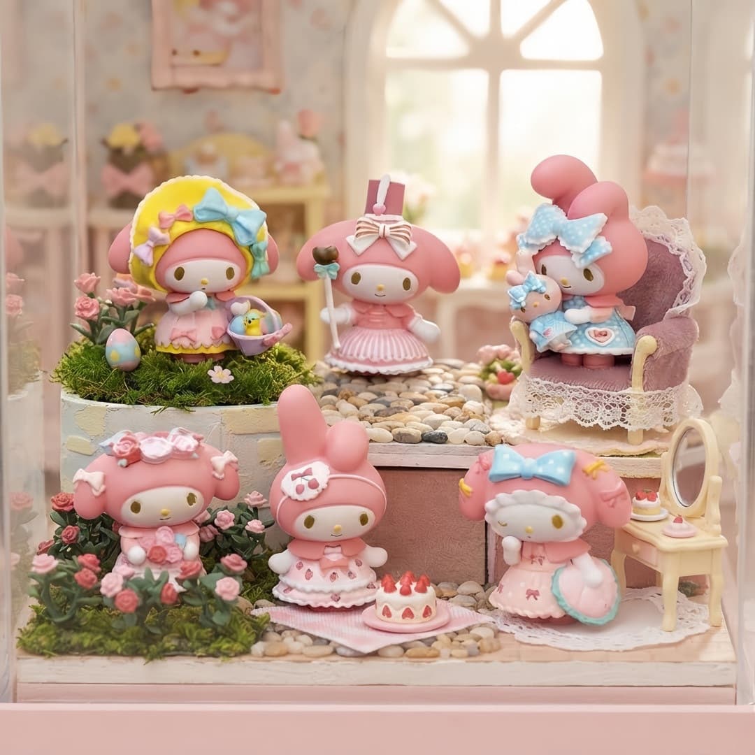 My Melody Tea Party Series Mystery Box Trendy Figure Collectible Cute Desktop Decoration Gift for Women
